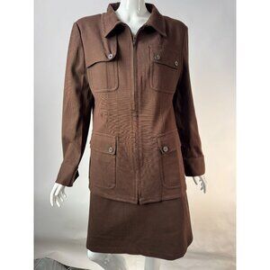 Vintage 90s DKNY Brown Jacket & Skirt Set Size 10